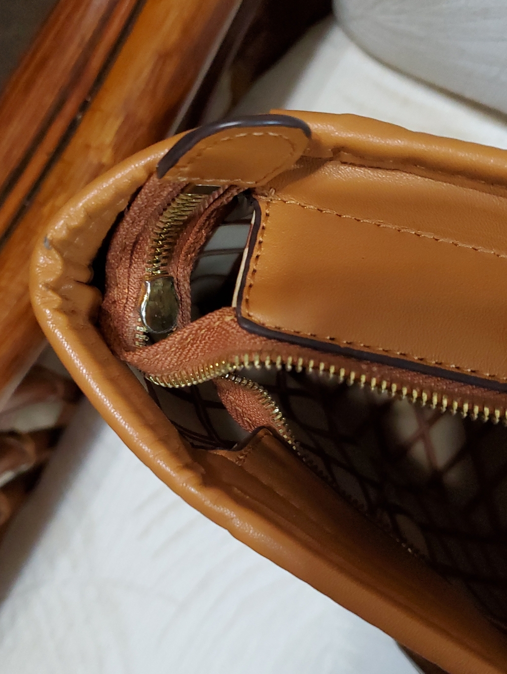 MCM Cognac Visetos Logo Tote Bag - Picture 10 of 14